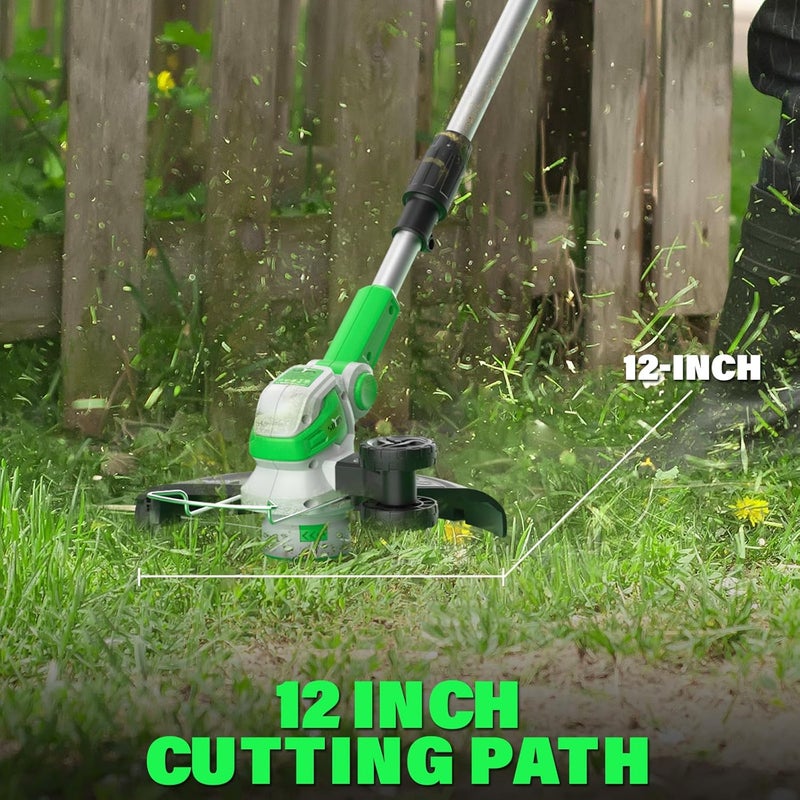 SOYUS 20V Cordless Electric Weed Wacker, 12 Inch String Trimmer Battery Powered with Auto Line Feed, Lightweight Grass Trimmer for Lawn Trimming/Edging with 2X 2.0 Ah Battery and Charger - Image 3